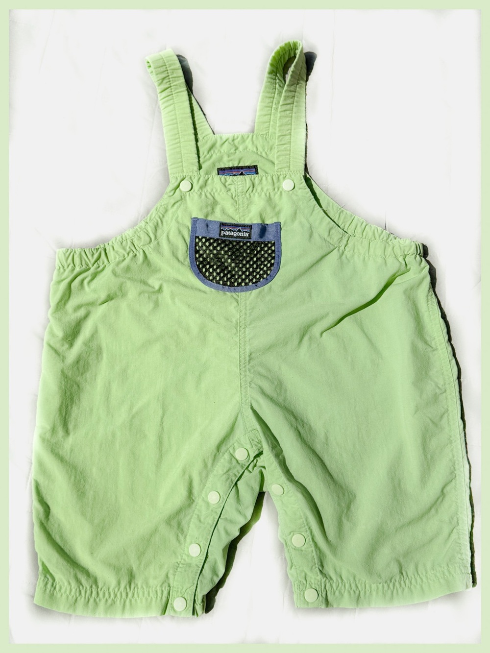 Patagonia Synchilla Vintage Green Overalls Boy Girl 18m Nylon Romper Mesh Pocket